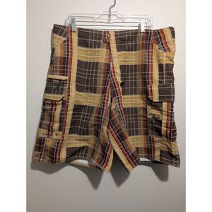 Rossignol Shorts Cargo Bermuda  Mens  XXL Microfiber Plaid Boho Preppy Fesitival